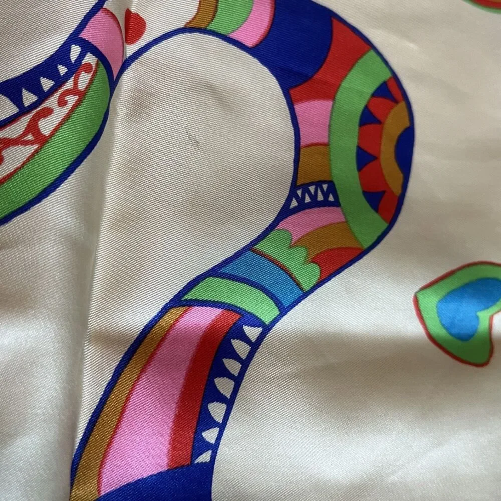 Vintage Niki de Saint Phalle Serpent & Hearts Pure Silk Scarf Made Italy Signed